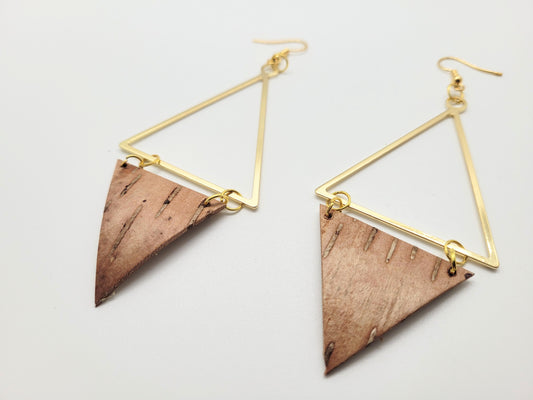 18K gold plated and birch bark earrings