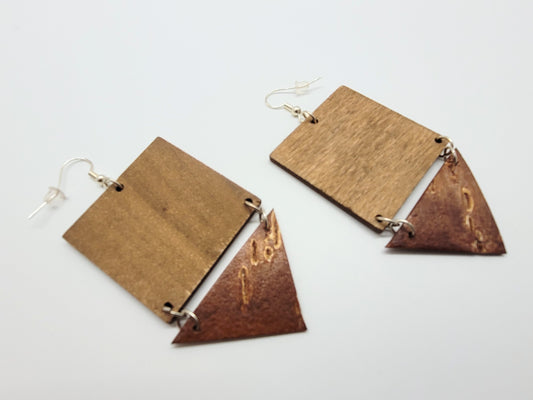 Birch and wood earrings with sterling silver