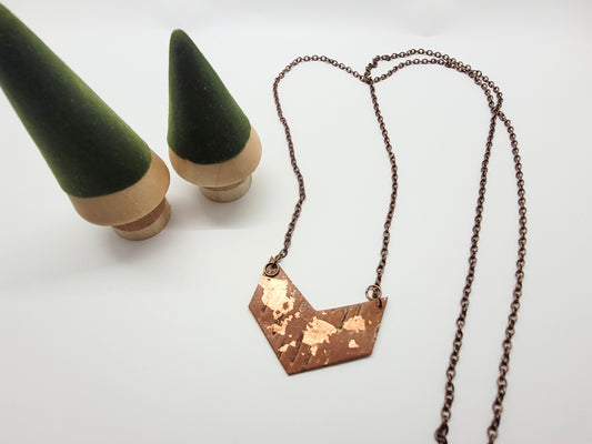 Copper and birch bark necklace