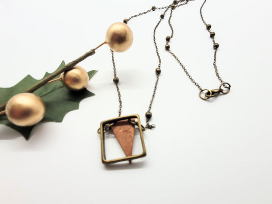 Birch bark necklace with antique bronze