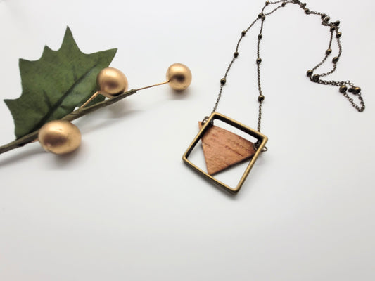 Birch bark and antique bronze necklace