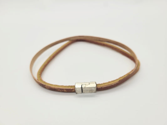 Birch bark and leather bracelet, thin