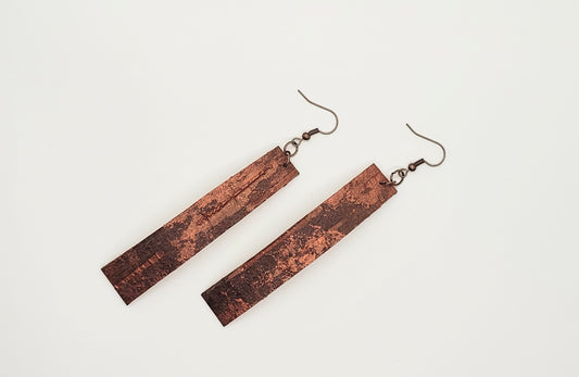 NEW! Long, thin birch bark earrings with antique copper earring hooks