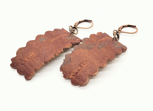 NEW DESIGN! Birch bark earrings made with antique copper earring hooks