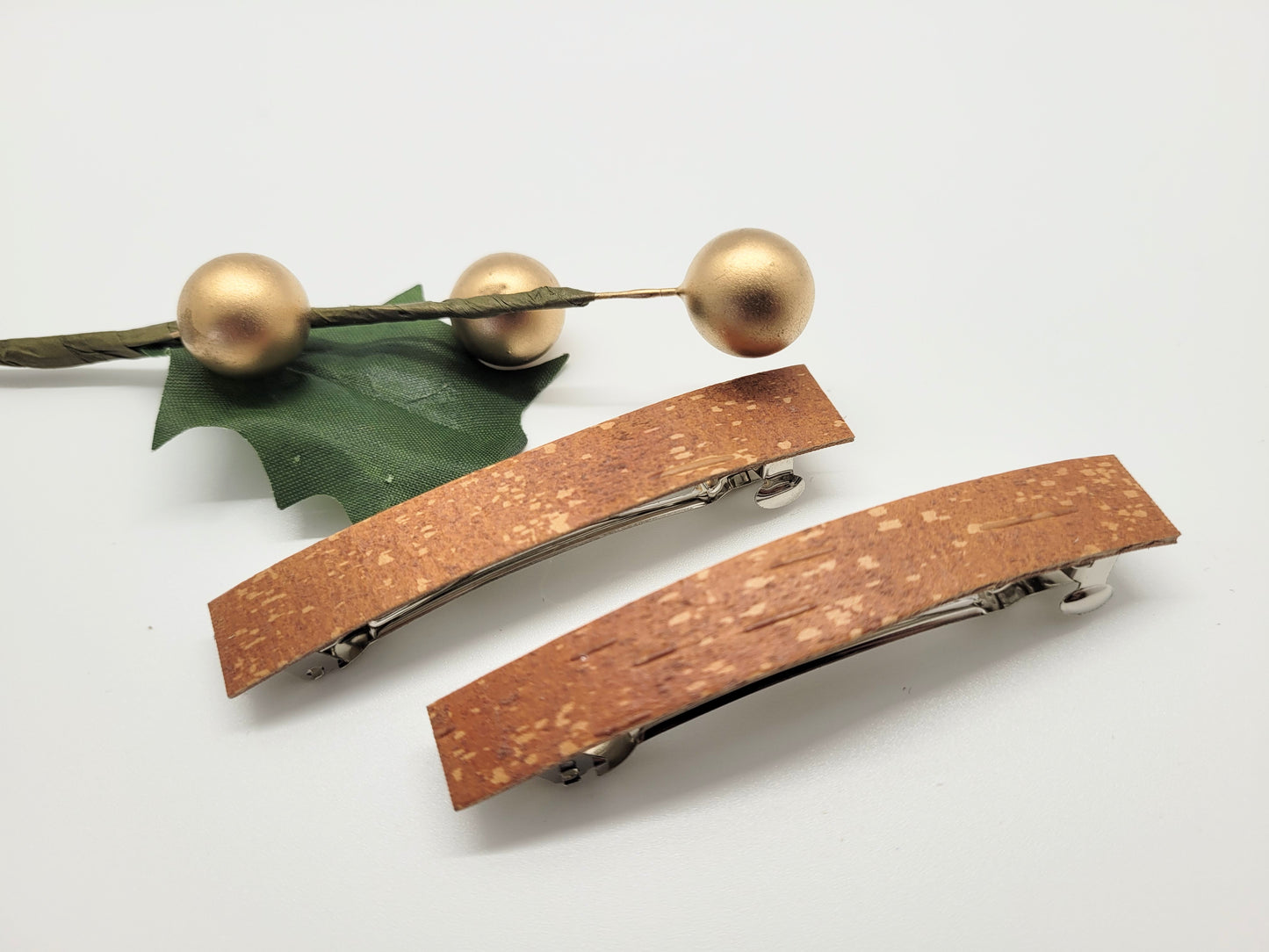 Birch bark barrettes