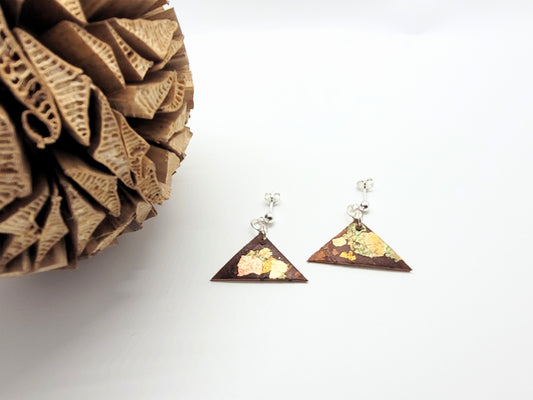 Birch bark-coloured earrings with sterling silver earring posts