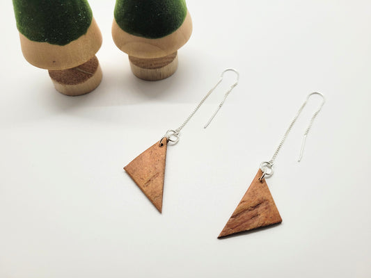 Birch bark earrings on sterling silver thread