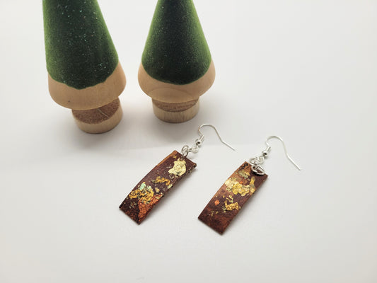 Coloured birch bark with sterling silver earring hoops