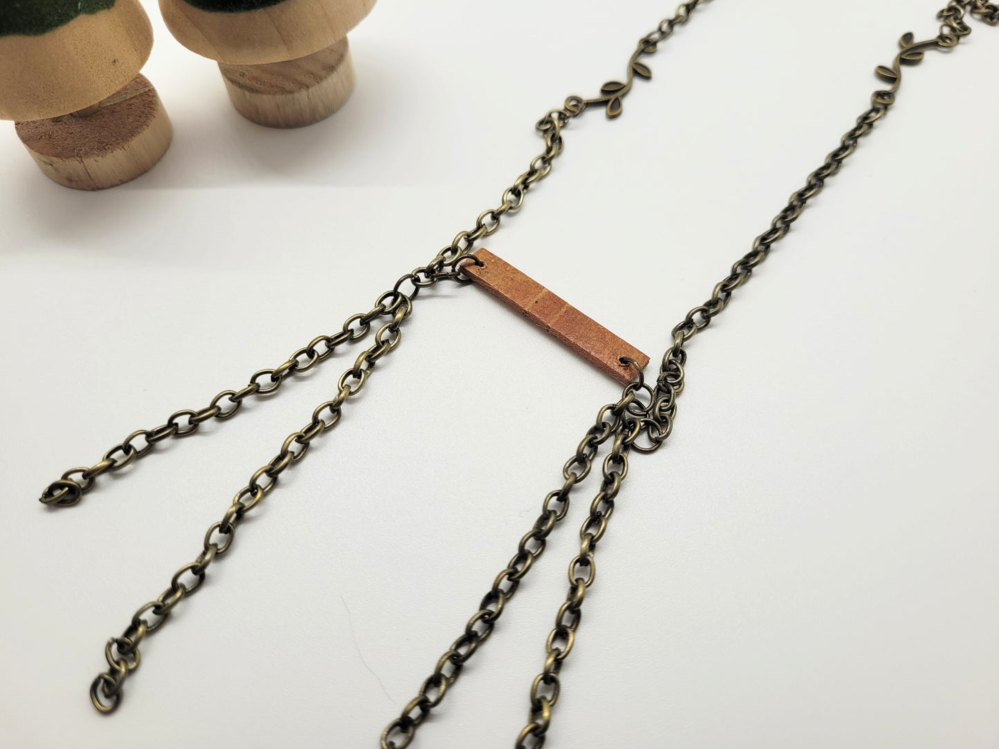 Birch bark and antique bronze necklace