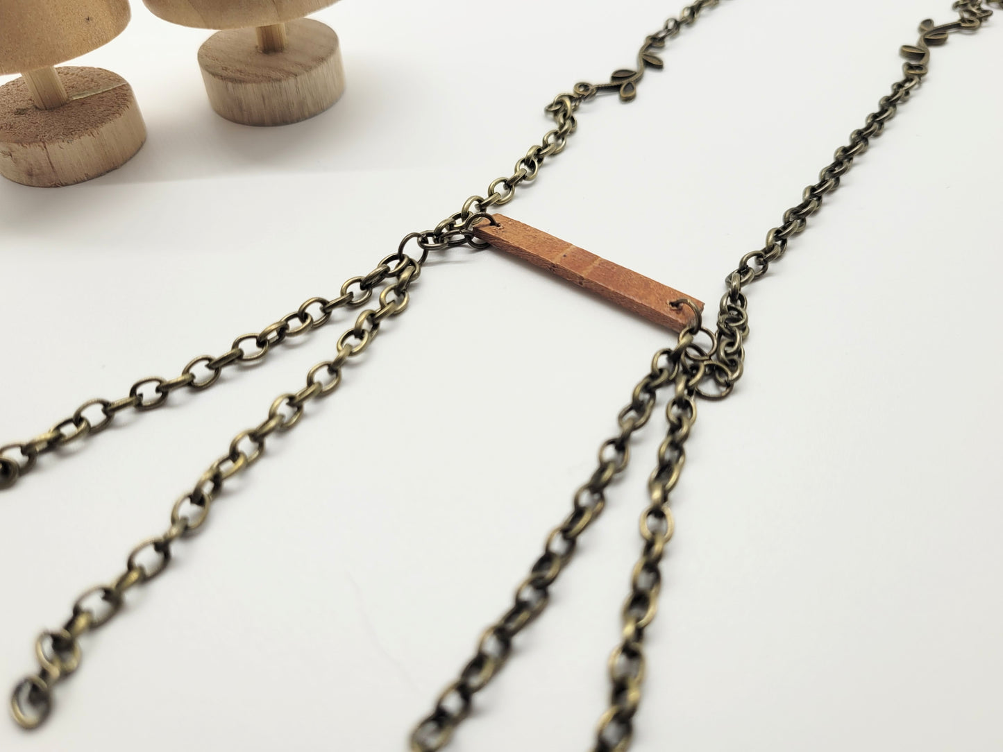 Birch bark and antique bronze necklace