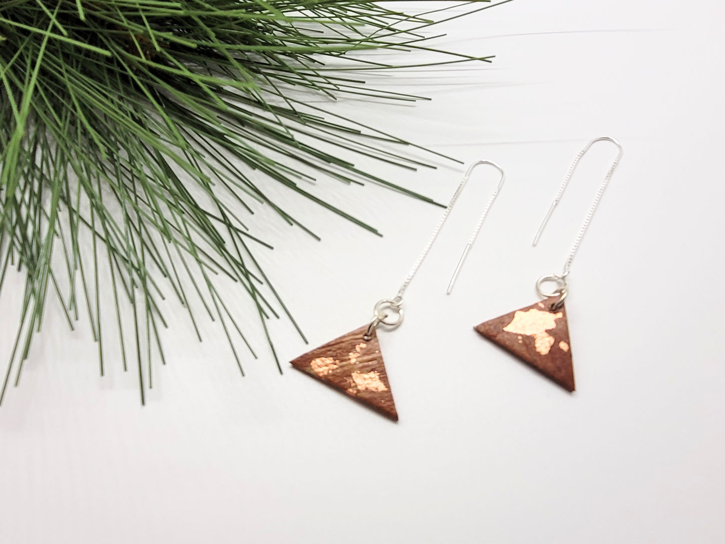 Birch bark and sterling thread earrings