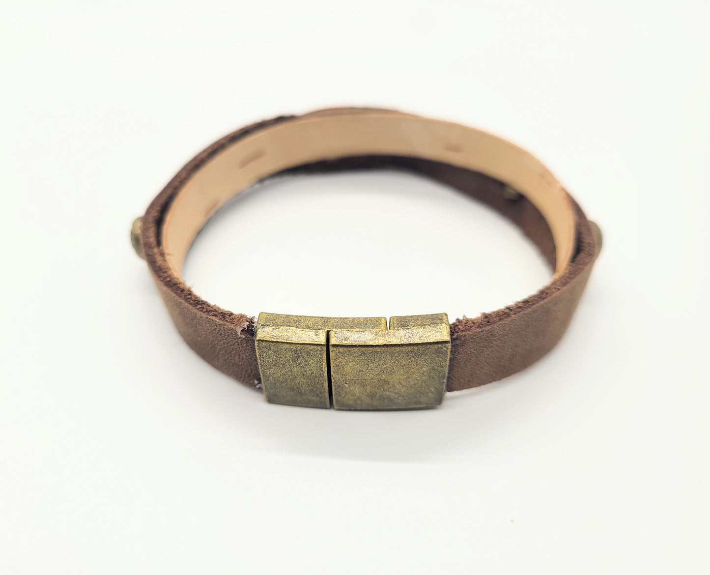 Leather bracelet with birch bark pendants