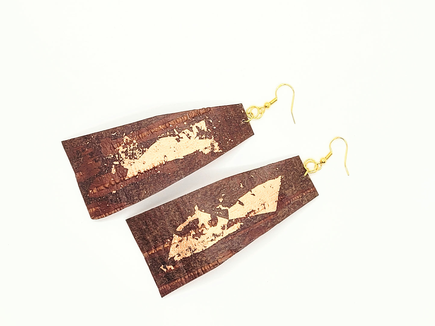 NEW DESIGN! Large birch bark earrings made with 14K gold plated earring hooks, copper design